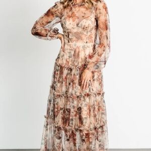 Baltic Born Stephanie Maxi Dress In Taupe Floral Size Medium